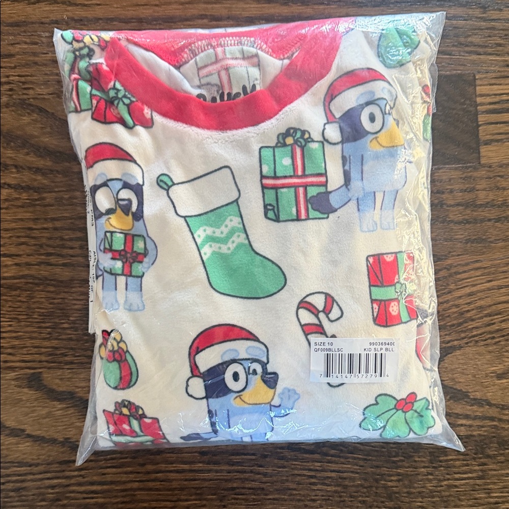 Christmas Bluey Kids Pajamas - Red and Green